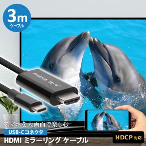 ミラーリングケーブル HDMI 3m 300cm USB Type-C コネクタ ブラック 黒 画面 大画面 鑑賞 TV テレビ モニター｜pg-a