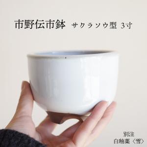 市野伝市鉢 サクラソウ型 4寸 MANOMADE 別注 白 4号 コウロ型 白色