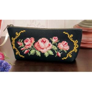 オリムパス　花刺しゅうの優しい小物　ペンケース　バラ　9044