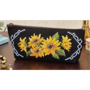 オリムパス　花刺しゅうの優しい小物　ペンケース　ヒマワリ 9045
