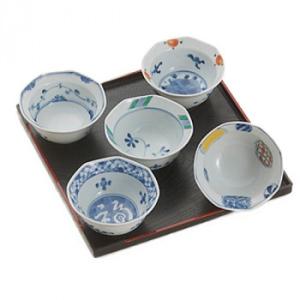 西海陶器 染錦絵変り 盆付八角小付揃 30010