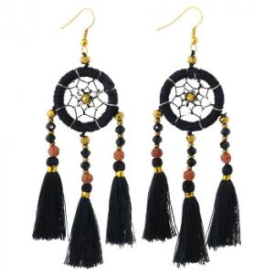 ドリームキャッチャービーズピアス ブラック 10219712078