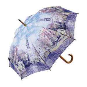 ユーパワー 名画 木製ジャンプ傘 モネ「水辺の教会」 AU-02202
