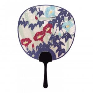 日本製(MADE IN JAPAN)  飾りうちわ 白露 (紺) 1022