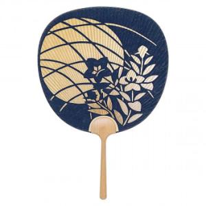 日本製(MADE IN JAPAN)  大型透かしうちわ 観月 (紺) 1113