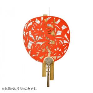 日本製(MADE IN JAPAN)  うちわ 聚楽(橙) 両面透かし 1132