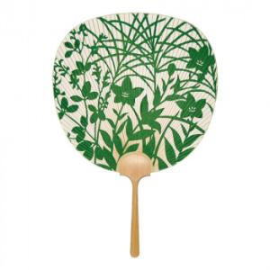 日本製(MADE IN JAPAN)  うちわ すず風 (緑) 片面透かし 1154
