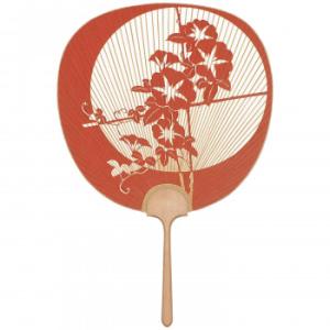 日本製(MADE IN JAPAN)  うちわ 優美 (赤) 片面透かし 1163