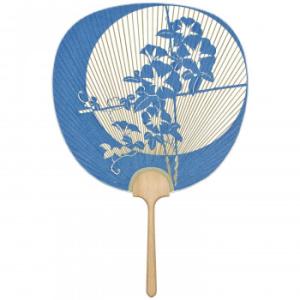 日本製(MADE IN JAPAN)  うちわ 優美 (青) 片面透かし 1164