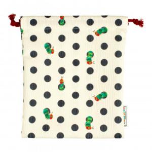 はらぺこあおむし　和雑貨　巾着(小)　水玉ベージュベース　CKEC0013-4