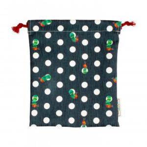 はらぺこあおむし　和雑貨　巾着(小)　水玉黒ベース　CKEC0013-5