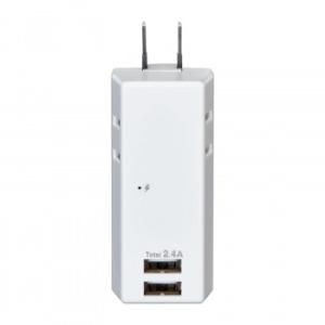 耐雷USBタップ2個口2ポート2.4A UA-222SB