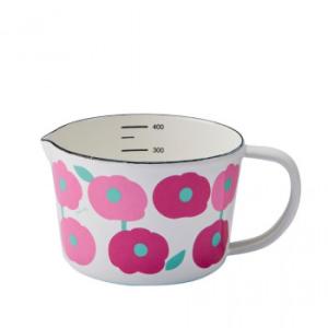 豊琺瑯 「Plune.」ホーローメジャーカップ・S　WT  もこもこお花ピンク　MC-607