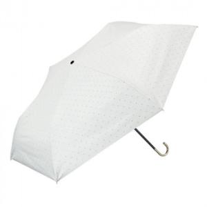 Waterfront スレンダーハンドルUVブロック 折りたたみ傘 50cm ドット ホワイト S3...