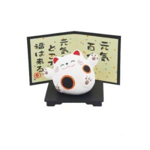 M7876 元気ねこ 小 萬古焼置物