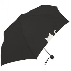 三国 50cm 裏黒コーテイング 晴雨兼用耐風楽ミニ傘 傘と猫mini (2026ver) ブラック...