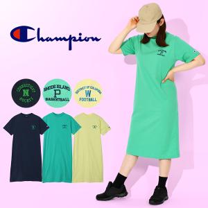 後ろスリット チャンピオン レディース 半袖 8分丈 ワンピース Champion ONEPIECE DRESS ひざ下 膝下 2024春夏新作 CW-Z314｜Ray Green