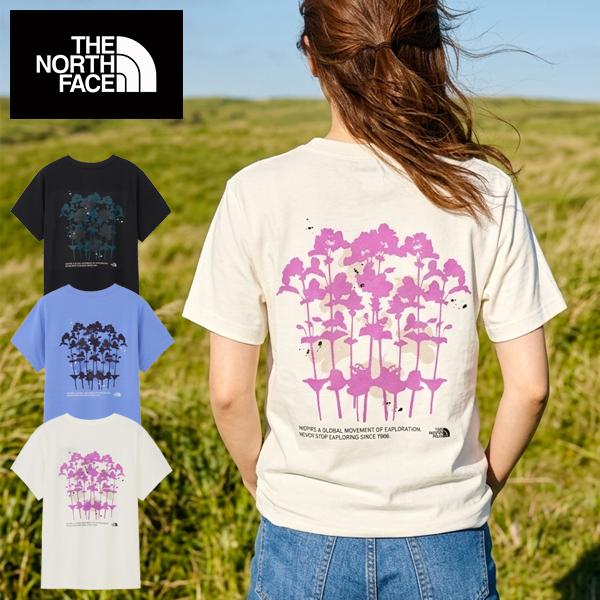 ネコポス発送！ノースフェイス 花柄バックプリント 半袖Tシャツ レディース UV 吸汗速乾 THE ...