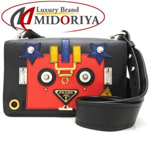 プラダ PRADA 1BD055 ショルダーバッグ カーフ NERO LACCA ブラック レッド 斜め掛け/050569【中古】｜phasemidoriya78