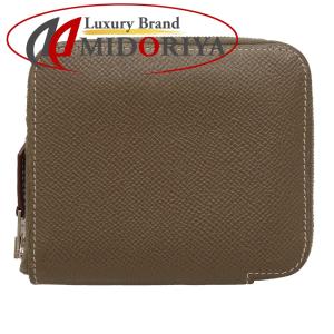 エルメス HERMES アザップコンパクト シルクイン コインケース ヴォーエプソン エトゥープ / 083204【中古】｜phasemidoriya78