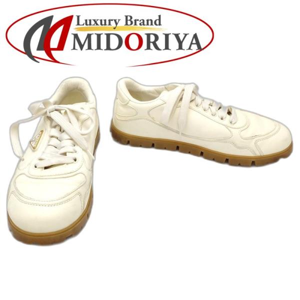 PRADA プラダ スニーカー ローカット トライアングルロゴ 1E709N サイズ38 レザー ア...