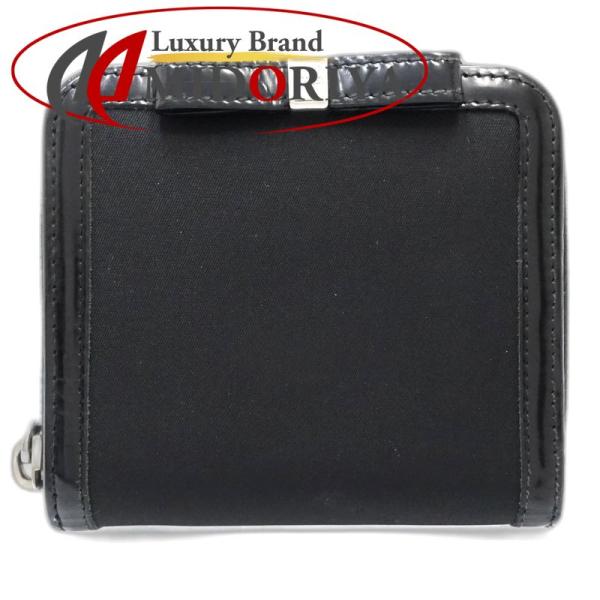 【中古】PRADA プラダ 二つ折り財布 リボン ナイロンxレザー ブラック レディース /1819...