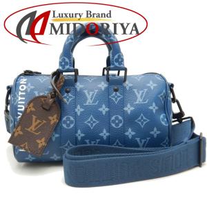 LOUIS VUITTON ルイヴィトン モノグラム キーポルバンドリエール25 M46803 ミニボストンバッグ ブルー/251391【中古】｜phasemidoriya78