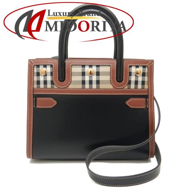 BURBERRY バーバリー 8025266 ベビータイトル 2WAY トートバッグ チェック レザ...