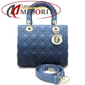 クリスチャンディオール Christian Dior レディディオール ミディアム M0565OSJB 2021-22限定 ブルー グラデーション ラム/ 350321【中古】｜phasemidoriya78