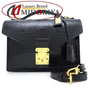 LOUIS VUITTON ルイヴィトン モンソー クロコダイル 2Wayバッグ メイド・トゥ・オーダー ブラック/350646【中古】｜phasemidoriya78