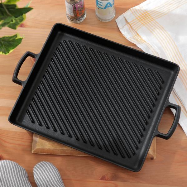 南部鉄器 オイルプレートグリル IH対応 23014 焼肉 角型 鉄板 鋳物 日本製 岩鋳
