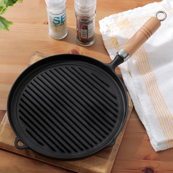 南部鉄器 グリルパン 木柄 IH対応 23029 鉄板 鋳物 日本製 岩鋳