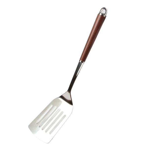 高級キッチンツール ウォルナット ブラウン WT-04 穴あきターナー フライ返し