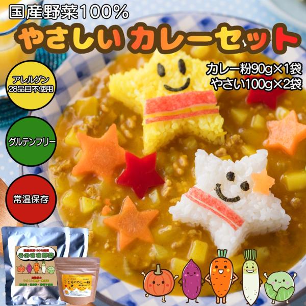 国産野菜のやさしいカレーキット ※着指定不可 こどもカレー粉 国産カット野菜セット 甘口 グルテンフ...