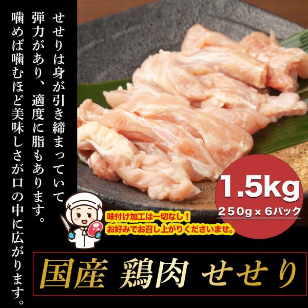 焼き鳥 国産 鶏肉 せせり １.５Kg ( ２５０g × ６パック ) 焼鳥 バーベキュー おつまみ...