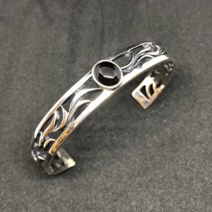 SV925 バングル ブレスレット シルバー 925 ハーフ トライバル