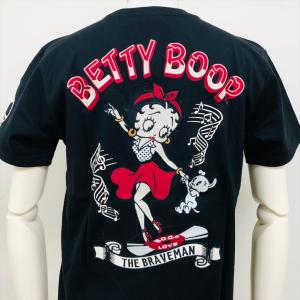 BETTY BOOP x THE BRAVEMAN　ベティちゃん　半袖 Tシャツ　ブラック　BBB-2416｜phnagamachi