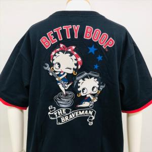 BETTY BOOP x THE BRAVEMAN　ベティちゃん ビッグサイズ Tシャツ　ユニセックス　ブラック　BBB-2433｜phnagamachi