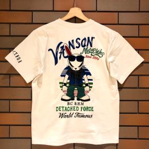 VANSON × クローズ　WORST　バンソン　武装戦線　T.F.O.A　コラボレーション モデル　半袖 Tシャツ　刺繍　プリント　ナチュラル　デスラビ　CRV-2307｜phnagamachi