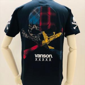 4Lあり　VANSON　バンソン　50周年記念モデル　半袖 Tシャツ　スカル　ブラック　NVST-2412｜phnagamachi