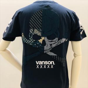 VANSON　バンソン　50周年記念モデル　半袖 Tシャツ　スカル　墨黒　NVST-2412｜phnagamachi