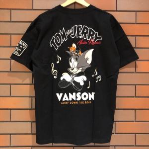 4Lあり　VANSON × TOM and JERRY　バンソン　トムとジェリー　コラボレーション モデル　半袖 Tシャツ　ブラック　TVJ-2413｜phnagamachi