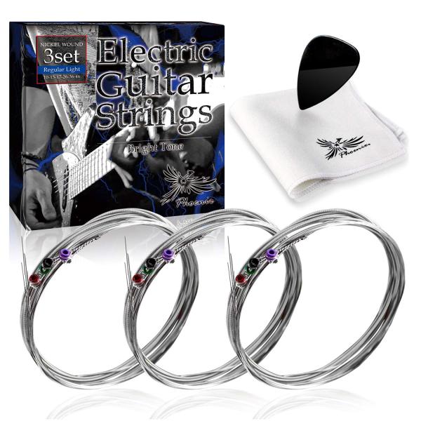 お試し Phoenix エレキ ギター 弦 3set レギュラーライト ニッケル テンション 切れに...