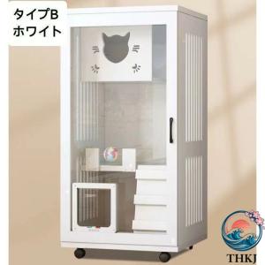 猫 ケージ キャットケージ 2 段 木製フレー...の詳細画像1