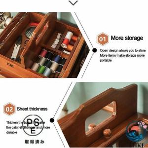 裁縫箱 ソーイングキット レトロな木製ソーイン...の詳細画像3