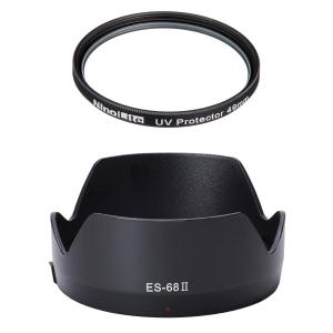 2点セット NinoLite ES-68II 互換 レンズフード と UVフィルター 49mm のセット 花形レンズフード ES-68 , EF 50mm F1.8 STM 対応レンズフード｜photolife