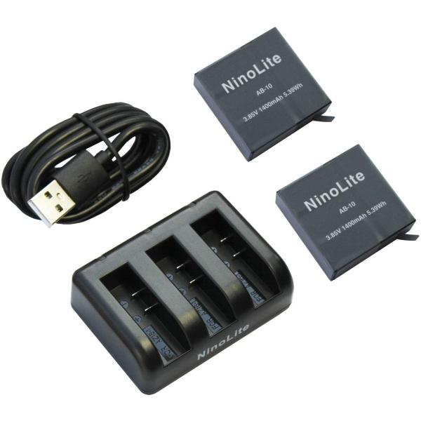AB10 NinoLite AB-10 バッテリー ２個 と USB型 充電器 Xiaomi Yi-...