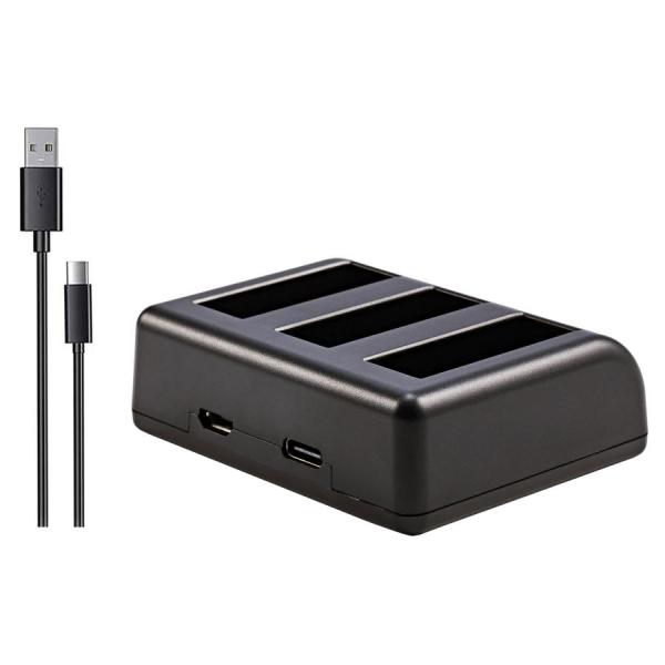 USB型 トリプルバッテリー充電器 DJI Osmo ActionエクストリームバッテリーPlus ...