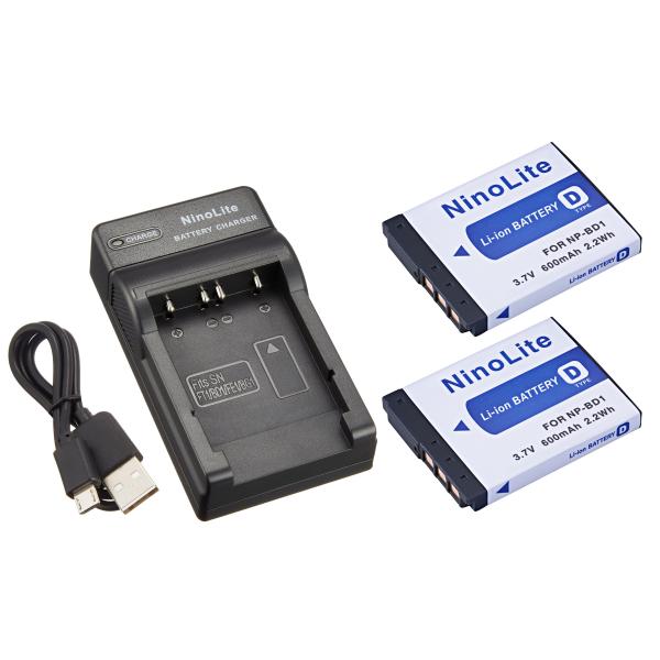 DC02 USB型充電器 BC-TRN と ソニー NP-BD1 NP-FD1 互換バッテリー2個の...