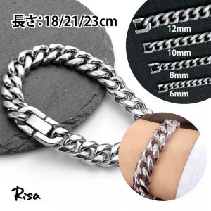 ブレスレット 喜平チェーン 太め 中折れ式 幅 6-12mm 金属アレルギー 対応 シンプル メンズ レディース サージカルステンレス